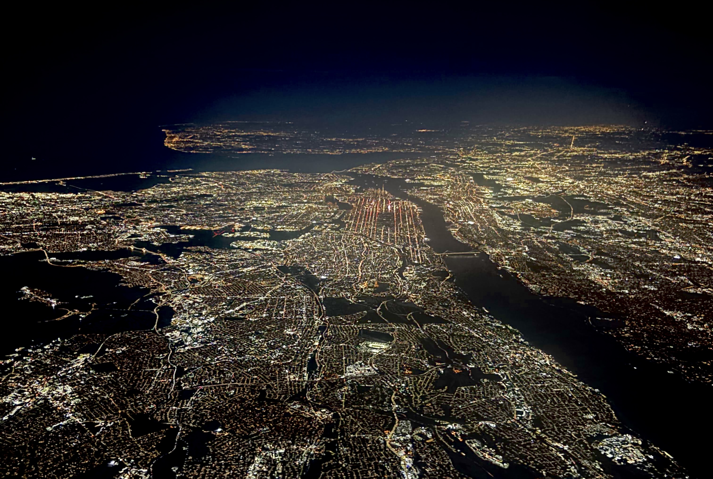 Manhattan at night from above